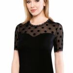 Bluză cu dantelă cu mânecă scurtă - Belinay 8078