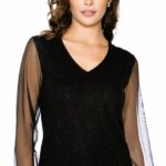 Bluză cu dantelă cu mânecă lungă - Belinay 8500