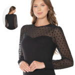 Bluză cu dantelă cu mânecă lungă – Belinay 8544